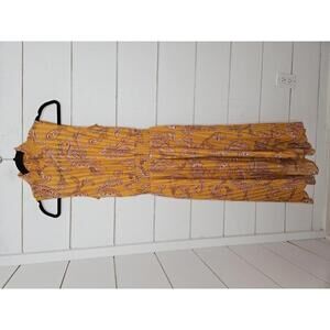 Nanette Lepore size 2 mustard yellow white & pink paisley high low dress
